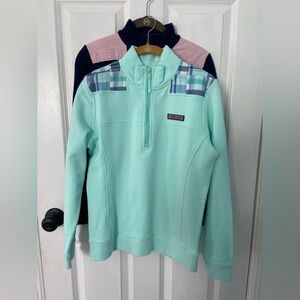 Lot of 2 Vineyard Vines Mint and Navy Adult XS Pullover Jackets